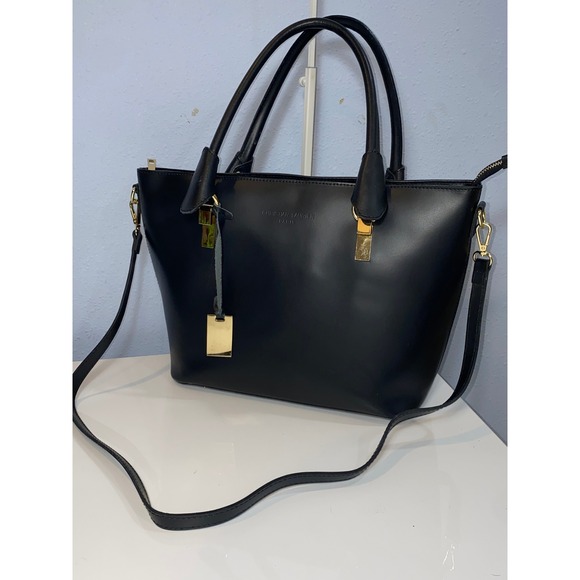Christian Laurier Purse Handbag Shoulder Bag‎ Crossbody Tote Black Leather Italy - Picture 1 of 16